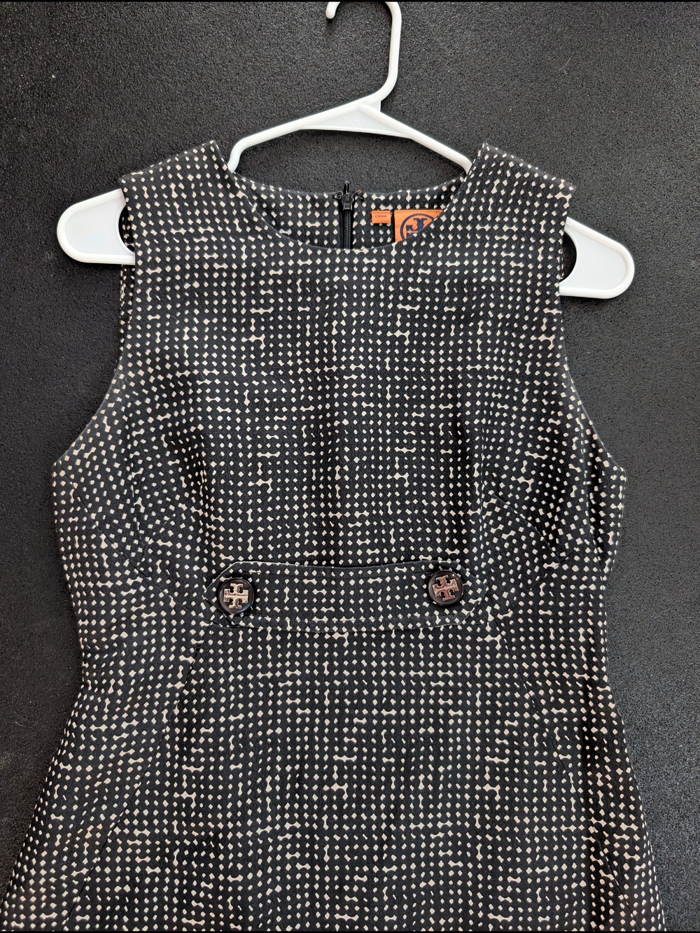 Tory Burch Black and White Textured Tweed Sheath Dress